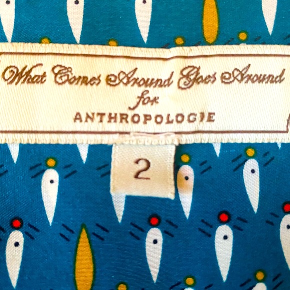 Anthropologie: What Comes Around Goes Around Silk Printed Dress - Picture 3 of 6